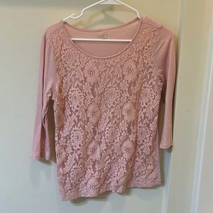 Loft 3/4 sleeve shirt with lace front